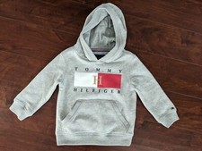 NWOT 60 Tommy Hilfiger Toddler XXS Pullover Gray Hoodie Embroidered H Sweatshirt