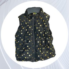 Healthtex Black w Gold Foil Stars Zip Winter Lined Puffer Vest Girls 3T