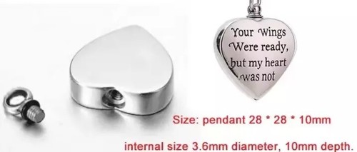 Collar Corazón Urna Sublimación Para Kit Relleno Cremación Ceniza Incluido - Imagen 2 de 4