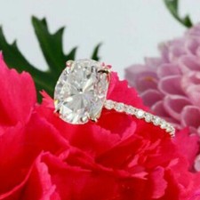 Oval Shape 2.25Ct Diamond White Gold Finish Engagement Ring Simulated in Size 6