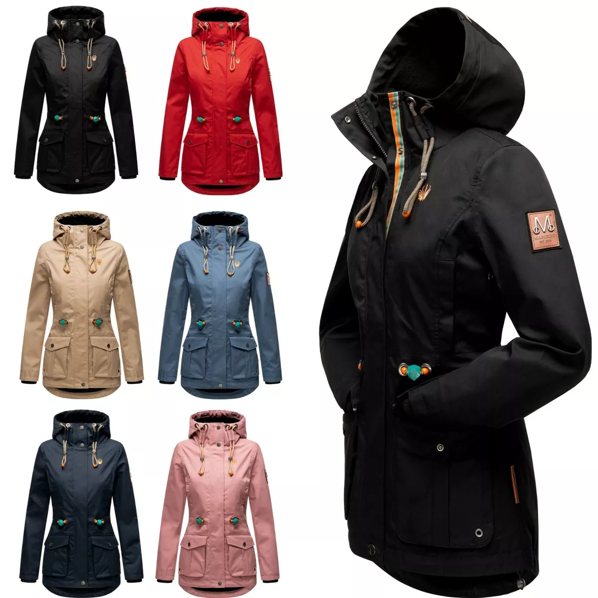 Marikoo Damen Jacke Frühlings Übergangsjacke Outdoor Parka Mantel Kapuze  Babetaa | eBay