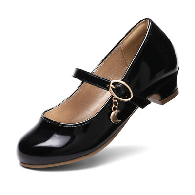 Girls Low Heel Pumps Party Wedding Mary Jane Sandals Dress Shoes