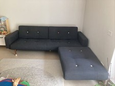 divano letto con penisola/apoggiapiedi, Blue/grigio