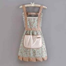 Floral Canvas Kitchen Apron Hand Wipe Breathable Gardening Restaurant Home Apron