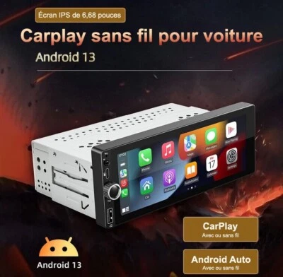 Autoradio universel avec écran tactile Android, lecteur MP5, WiFi, Carplay - Photo 1/4