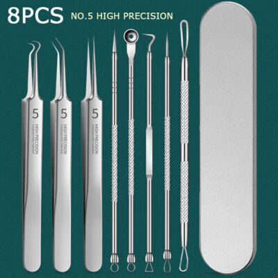 Akne Nadel Kit Mitesser Entferner Pickel Fleck Comedon Extractor Pinzette Tool