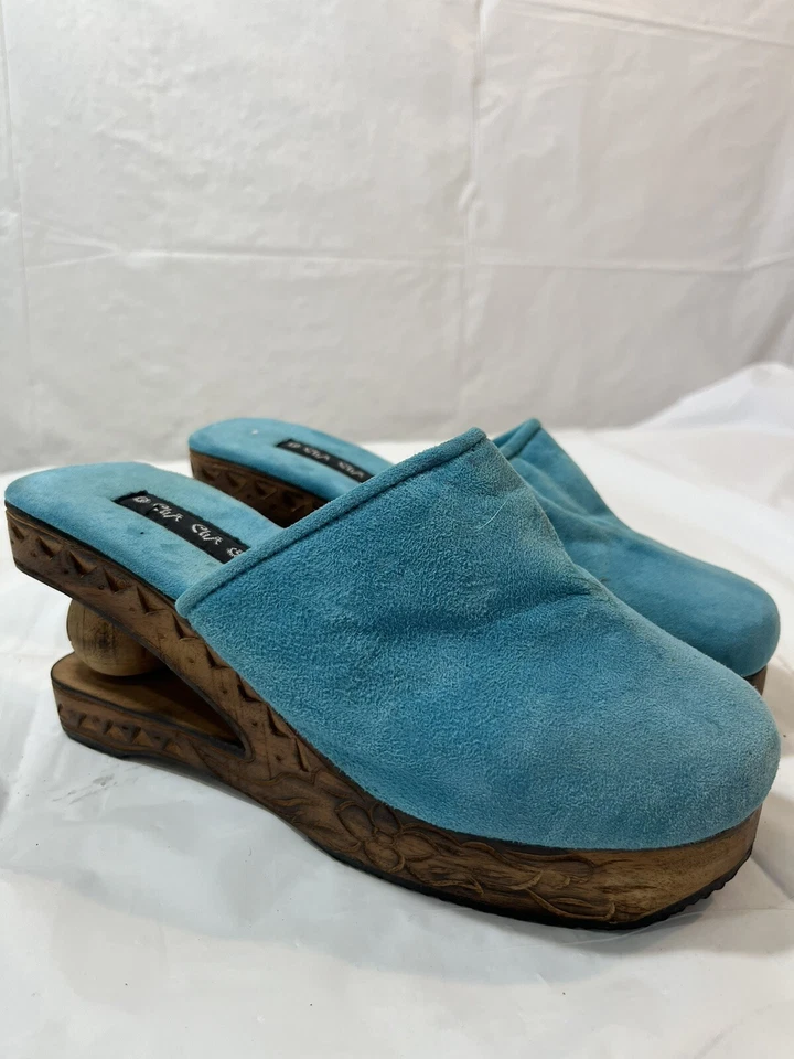 Zueco de cuña vintage tallado en madera CHA CHA para mujer talla 6,5 Foto 2 de 4
