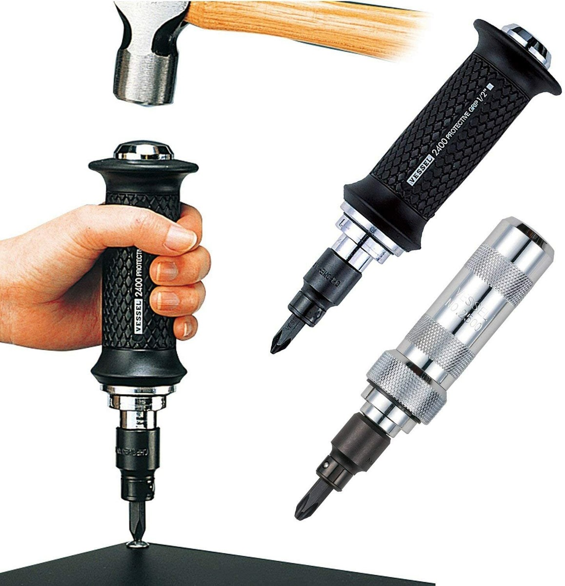 VESSEL Impact Screwdriver Bits Heavy Duty 4 Pcs JIS Set No