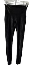 SPANX Womens Medium High Waist Faux Leather Black Coated Leggings NWT 98 976