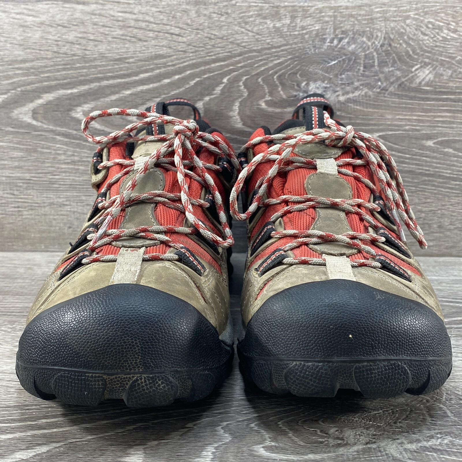 Scarpe basse da trekking KEEN Dry rosse marroni in pelle impermeabili da uomo taglia 10 UK 9