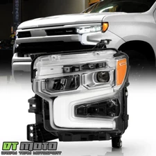 For 2022-2024 Chevy Silverado 1500 LT RST Chrome Bezel Full LED Headlight Driver