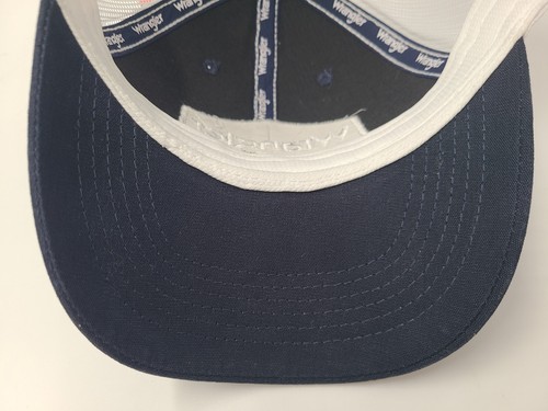 Wrangler Mesh Trucker Snapback Hat Cap Jeans Western Casual Men Women Blue White - Picture 10 of 12