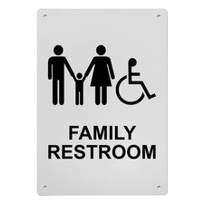 Family Restroom Sign, 8.5 x 11 in", ADA Unisex Family Assisted Sign