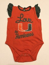 EUC Infant Girls University Of Miami One Piece Orange/green Size 18 Months