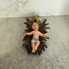 Italy Nativity Replacement Baby Jesus and Manger Vintage 1-piece Signed