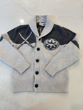 GAP Star Wars Darth Vader Cardigan Kids M Gray Knit Sweater Lightsaber