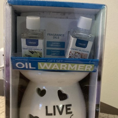 Interiors by Design Ceramic Oil Warmer Gift Set Cherry Blossom & Tahitian Vanil 
