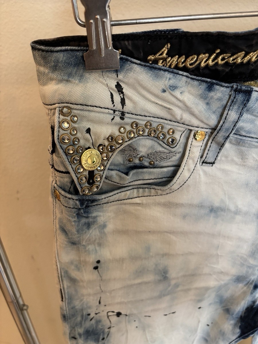 Robins Jean Killer Flap Men's Skinny Jean In Frozen Wash W/ Gold