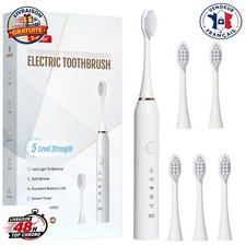 Brosse à dents électrique rechargeable sonique 5 modes 6 têtes USB