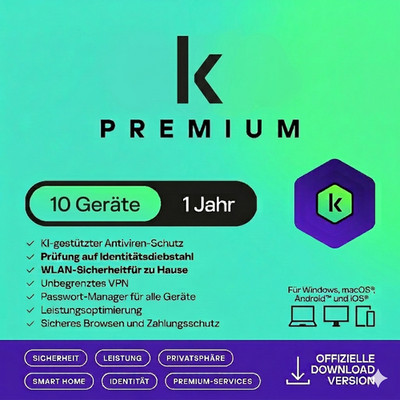 PREMIUM Total Security 2026 10 Geräte 1 Jahr | VPN Passwort Manager 2027 GEN