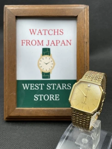 [Very good] Vintage Seiko Dolce 7731-5000 Gold Quartz Men Watch From JAPAN