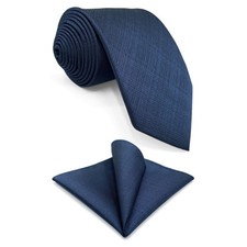 Men's Solid Color Necktie Pocket Square Combo Set for Formal Business Suit