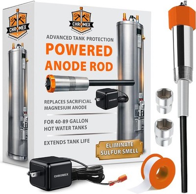 Powered Titanium Anode Rod 40-89 Gallon Water Heater 30 Yr
