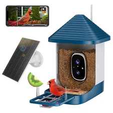 Bird Feeder with Camera, Smart AI Bird Identification & Solar Panel,2K HD Liv...