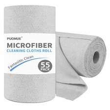Puomue 55 Pack Microfiber Cleaning Cloth Roll, Tear Away 9  X11  -55PK, Grey