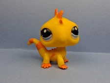 IGUANA YELLOW ORANGE LIZARD #G7 #83 - Authentic Littlest Pet Shop - Hasbro LPS