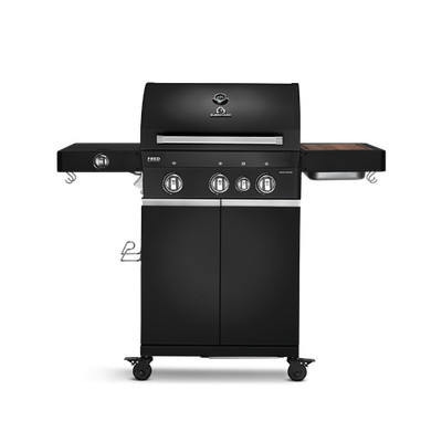 BURNHARD FRED Deluxe Gasgrill Black Edition mit Grillrost Gusseisen v000256
