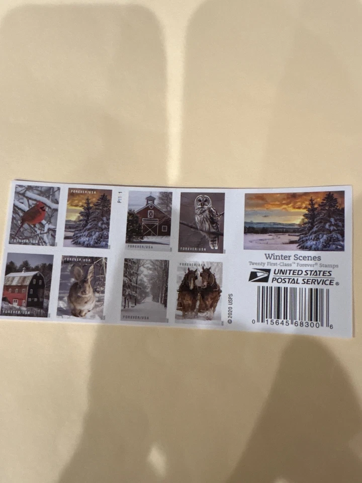 #5532-5541 MNH, WINTER SCENES-COMPLETE BOOKLET, 20X78 Cent, FV $15.60 (2020) - Image 2 of 2
