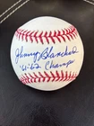 NY Yankees Legend Johnny Blanchard signed baseball- Tri-star "61-62 Champs" insc