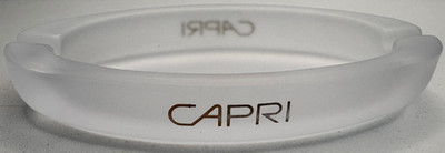 Vintage Capri Frosted Glass Ashtray Oval Clear Minimalist Design
