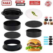 3 in 1 Stuffed Burger Press Patty Maker Rings Molds Kit, Non Stick Stuffer Ha...