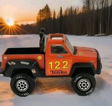 1979 Orange Tonka 4x4 Box Step Pickup Truck #122 Pressed Steel Goodyear STP 