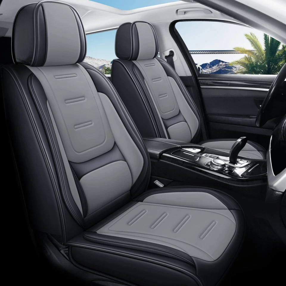 For Chevrolet Silverado GMC 1500 2500HD 3500HD Leather Car Seat Cover 5Seat Gray - Imagem 2 de 4