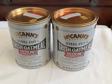 John McCann's Steel Cut Irish Oatmeal Tin (28oz Can) Empty Non-GMO - Qty 2