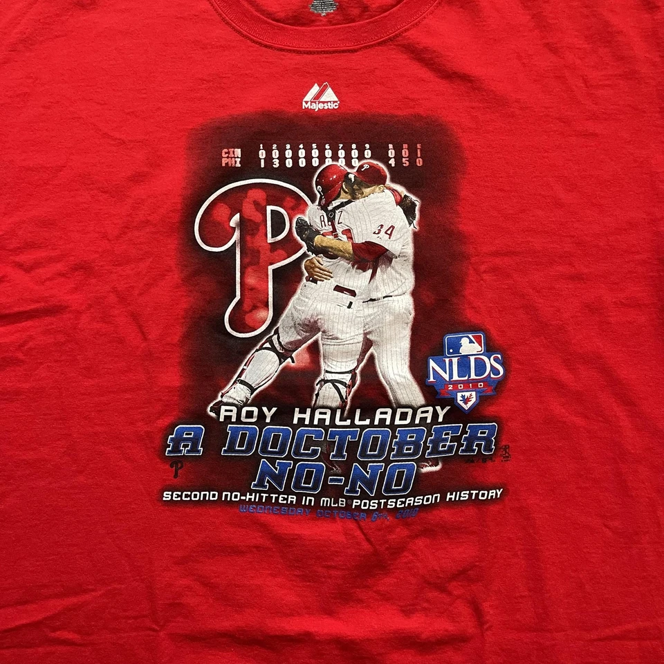 Camisa de béisbol Philadelphia Phillies para hombre 2XL NLDS Roy Halladay sin hit MLB Foto 3 de 4