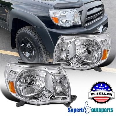 Fit 2005-2011 Toyota Tacoma Pickup Truck Headlights Head lamps 05-11 L+R Pair