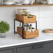 Seville Classics 2-Tier Bamboo Sliding Baskets