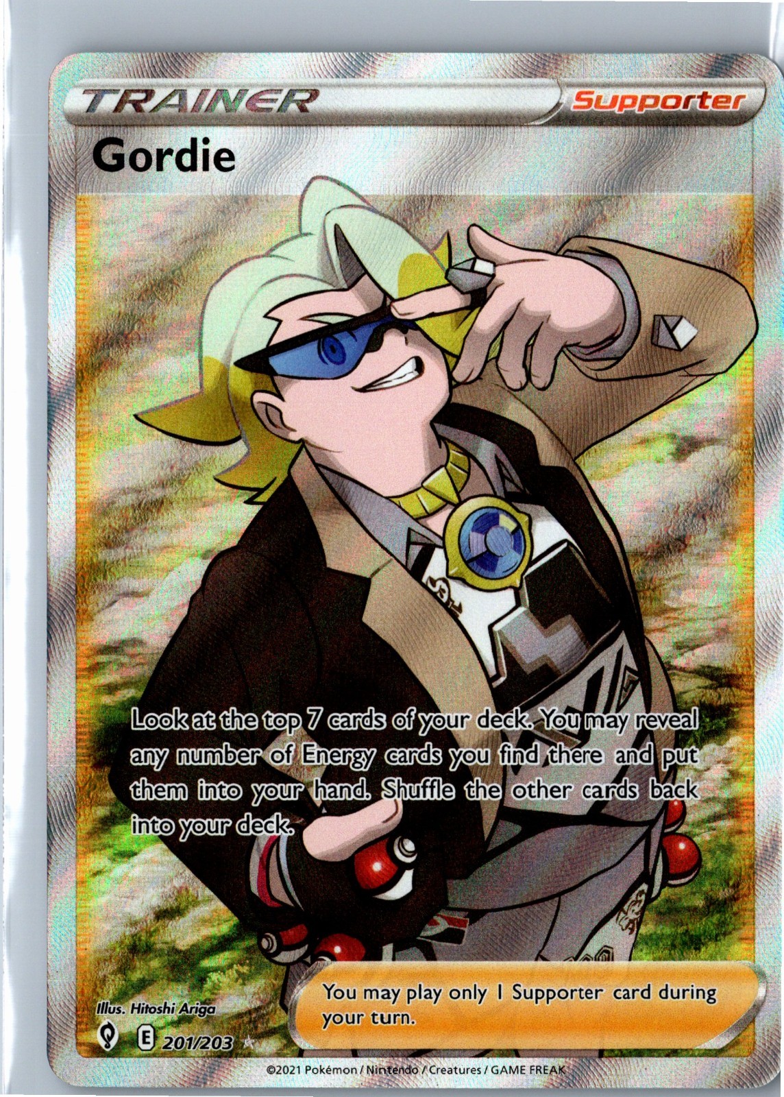 Gordie - 201/203 - Pokemon Evolving Skies Sword & Shield Full Art Rare Card NM