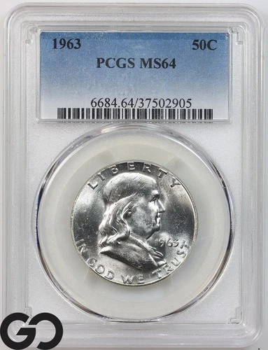 1963 Franklin Half Dollar, PCGS MS-64 ** Lustrous Blazer!