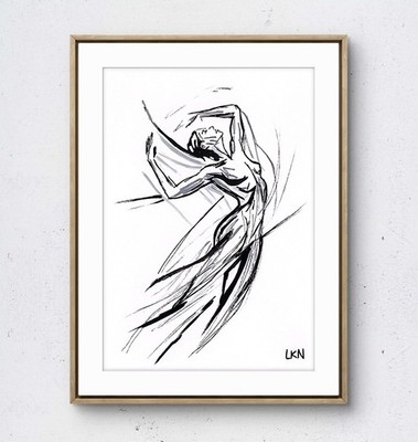 Laeknapes 10x7 Paper Dynamic Pose Female Dancer Modern Figurative Sketch