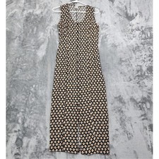 Vintage Rampage Dress Womens S Black Sunflower Floral Maxi Sleeveless Button Tie