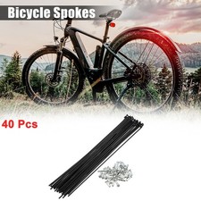 40 Pcs 14G J Bend 202mm x 2mm Bike Bicycle Spokes with Nipples Steel Black