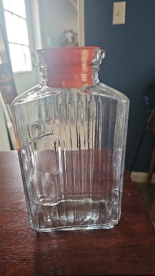 Anchor Hocking 2-quart Or 64-ounce Glass Bistro Pitcher with Orange Lid. Vintage