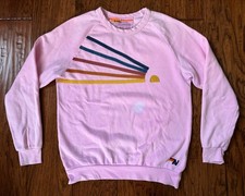 Aviator Nation Crewneck Daydream Sweatshirt Mens size Large Pink bleach stains