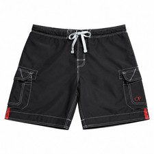 Ocean Pacific OP Mens L 36-38 Black Cargo Board Shorts Swim Trunks Y2K Surf