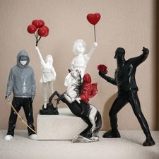 Banksy Style Flower Thrower Bomber Statue Urban Street Art Sculpture & DIY Vase